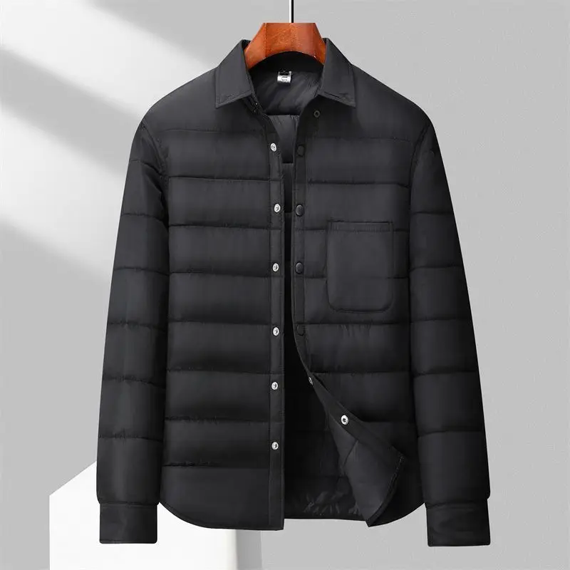 

Thiened Casual Men's down Cotton Long Sve irt Coat Warm Plaid Fce Lined Cotton Sandwich irt for Middle-Aged Autum...