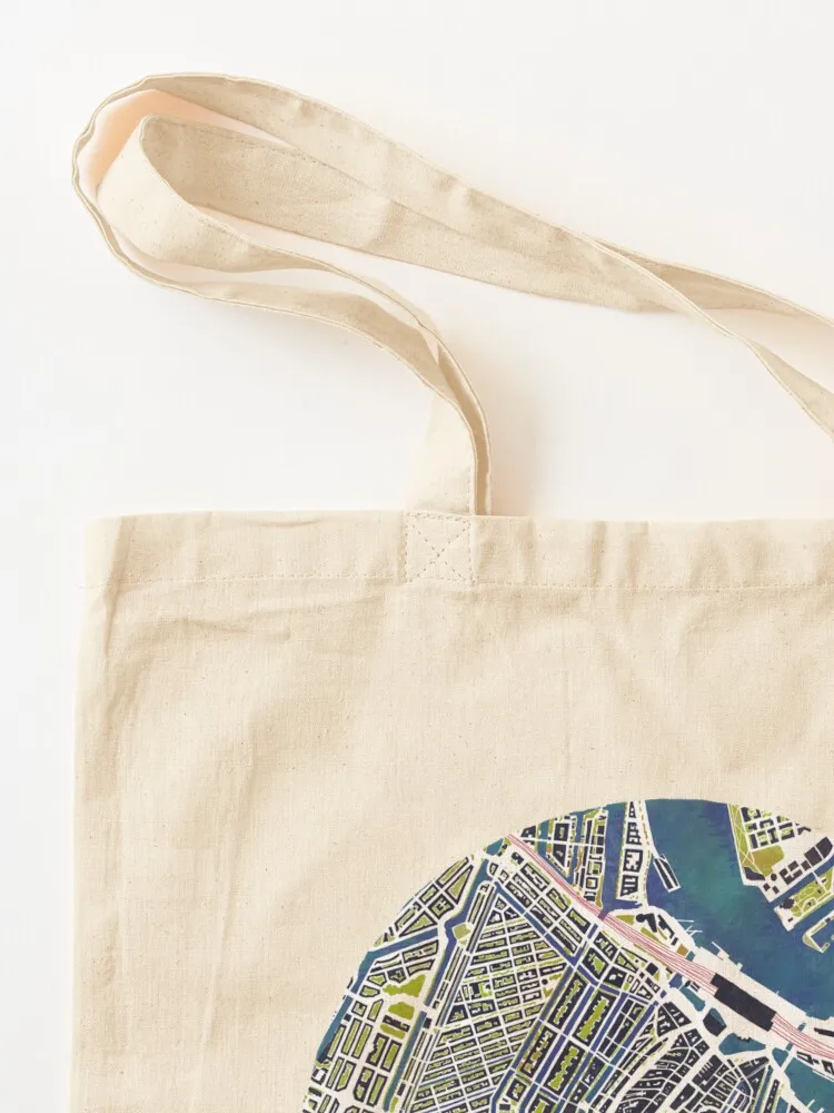 خريطة أمستردام. حقيبة حمل زرقاء حقيبة كبيرة حقيبة قماش حمل حقيبة يد نسائية مخصصة