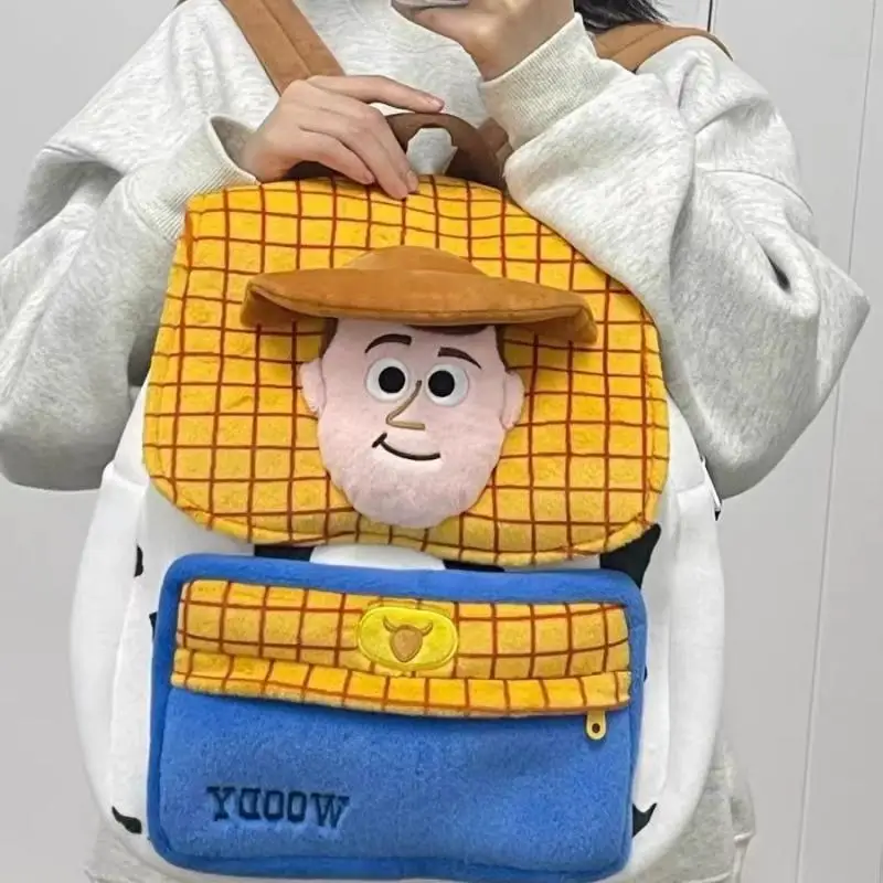 Disney Toystory Anime Woody bambini zaino scuola borsa confortevole carino grande capacità peluche Denim Plaid zaino borsa da viaggio