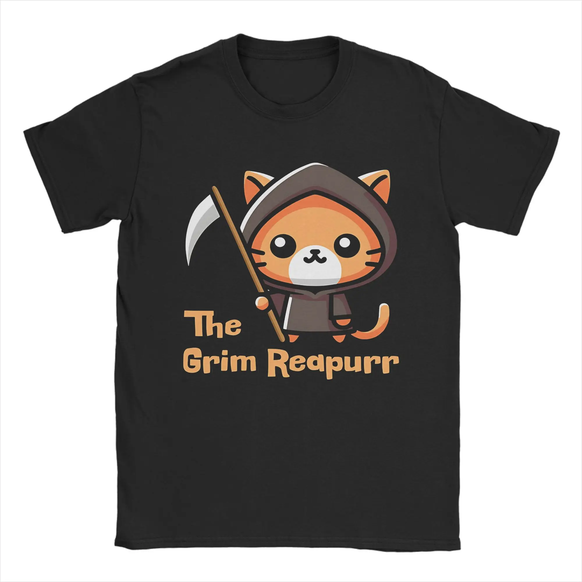 

Милая хлопковая футболка с котом Grim Reapurr для мужчин, летние забавные футболки, дышащие футболки в стиле Харадзюку, большие размеры, дешевая одежда