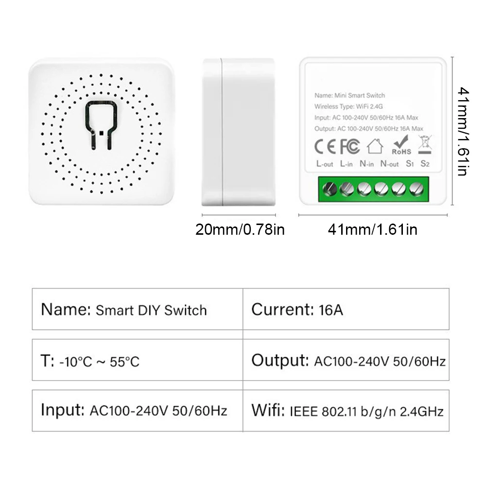 Công tắc thông minh AC110V 220V điều khiển từ xa không dây Wifi ứng dụng di động cho tuya Alexa Google Assistant Smart Home