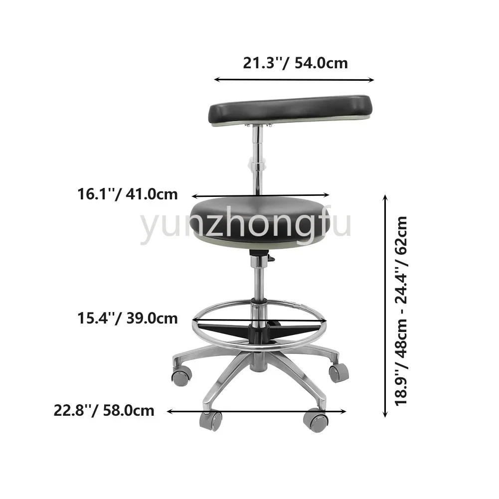 Medical Dental Stool Dentist Chair Surgical Nurse's Doctor Stool 360° Rotation Armrest PU Leather Height Adjustable