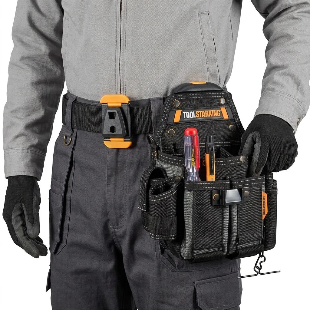 TOOLSTARKING Master Electrician Quick‑Locked Tool Pouch Multifunctional Shoulder & Waist Pack Large Capacity Heavy‑Duty Multi