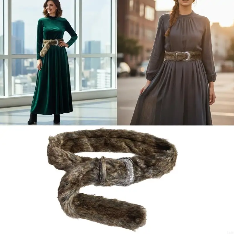 2000s فروي أفخم الشتاء حزام الإكسسوارات حزام للسترة الستر معطف قابل للتعديل حزام عريض للنساء المراهقات Y08E