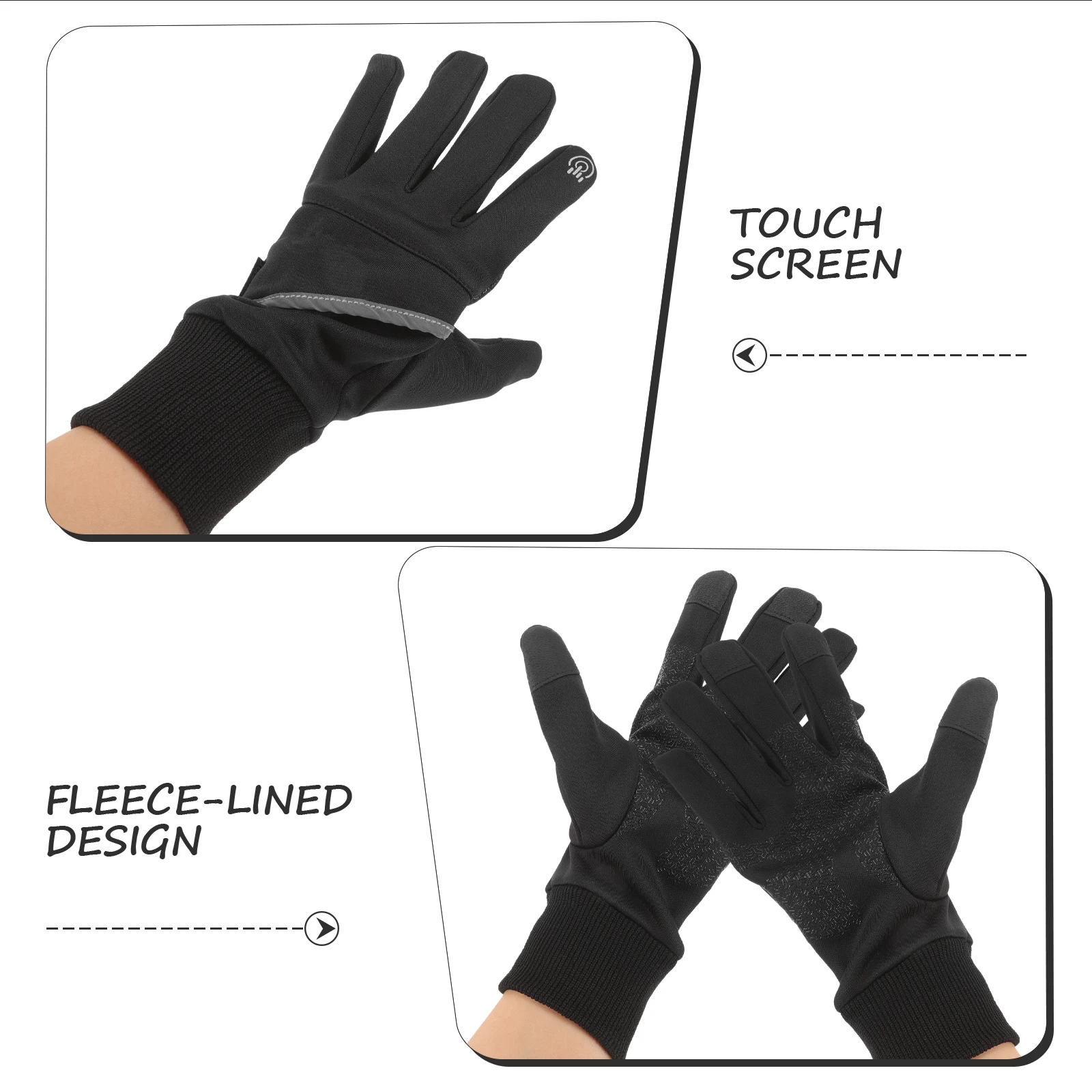 

1Pair Screen Gloves Waterproof Wind-Proof Winter Gloves for Men Women Outdoor Anti-Slip with Zipper Card Slot