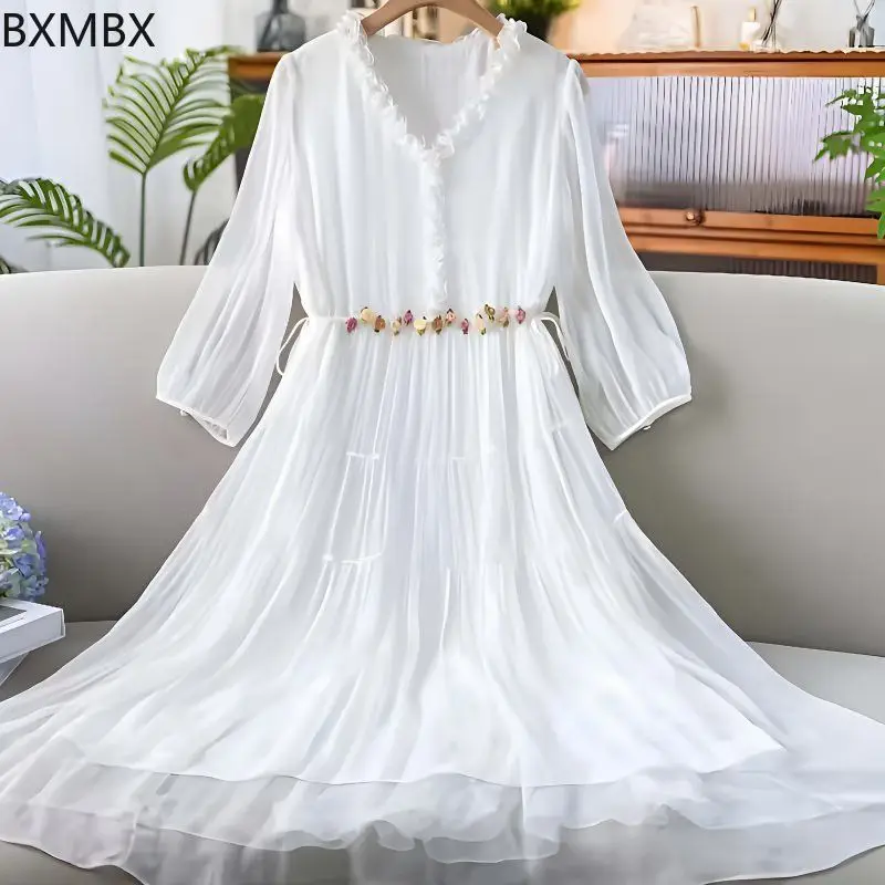 

White female summer elegant loose fairy travel photo fairy big swing long vacation beach dress vestidos elegantes para mujer