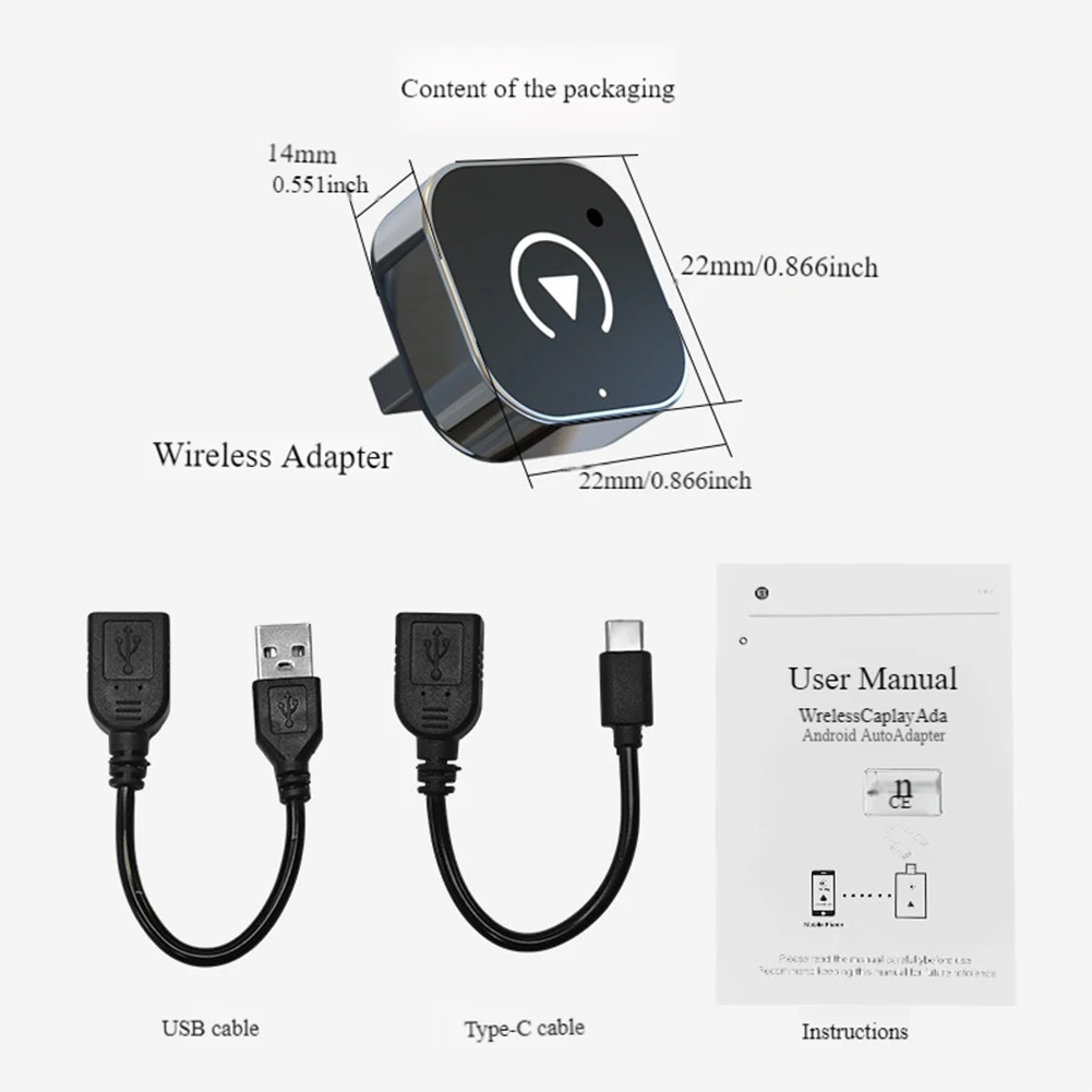 Adaptador inalámbrico CarPlay Android Auto 2 en 1, Dongle USB inteligente, conexión automática Plug & Play para iPhone y Android, coches con cable de fábrica