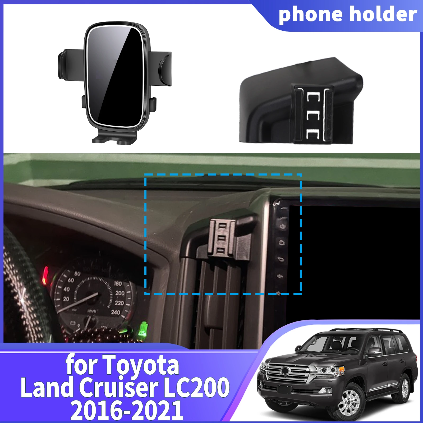 

fit for Toyota Land Cruiser LC200 2016 2017 2018 2019 2020 2021 Navigation Phone Holder Mount Customized Car accessoires