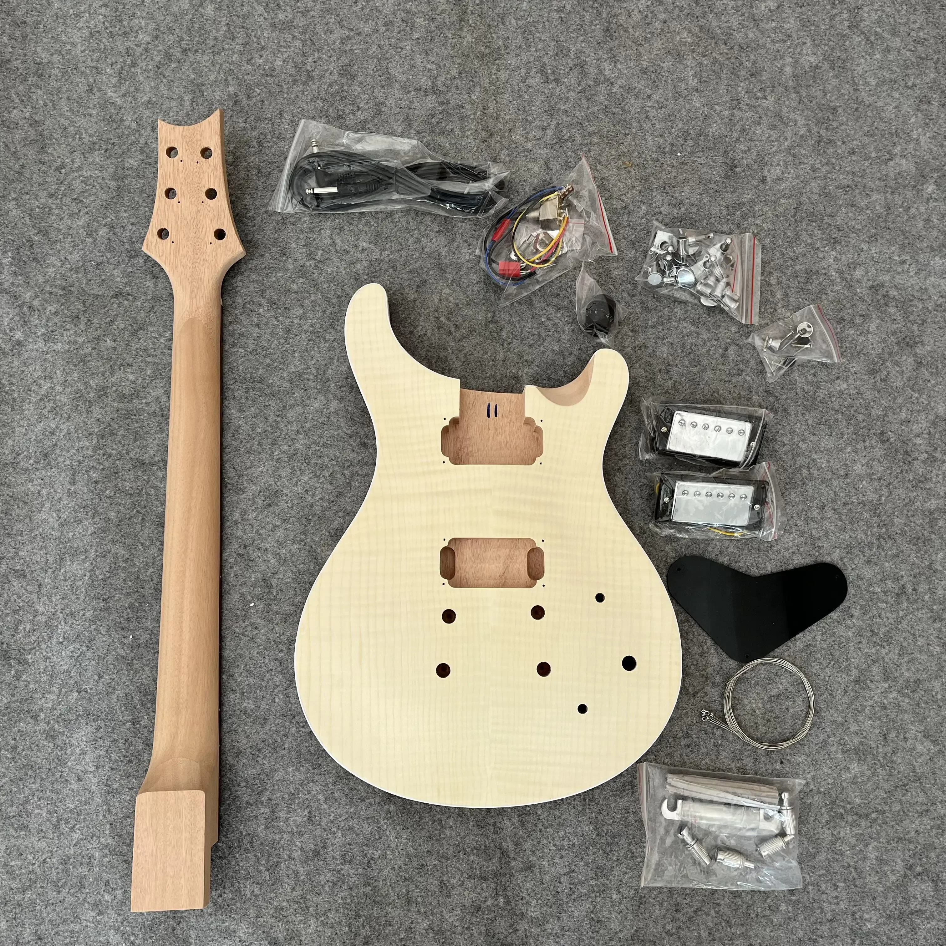 DIY Electric Guitar kit with Hardware ,Tiger Stripe, Mahogany Body ,Rosewood Fingerboard ,Semi-finished Electric Guitarra