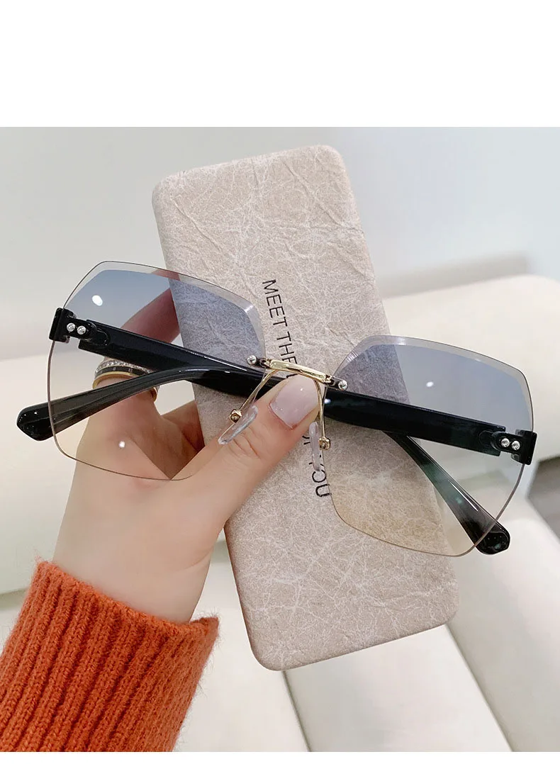 Brille Weibliche Koreanische Version Modische Sonnenbrille Rundes Gesicht Anti-Uv Starkes Licht Großes Gesicht Langes Gesicht Tawny Sonnenbrille – Detail 8
