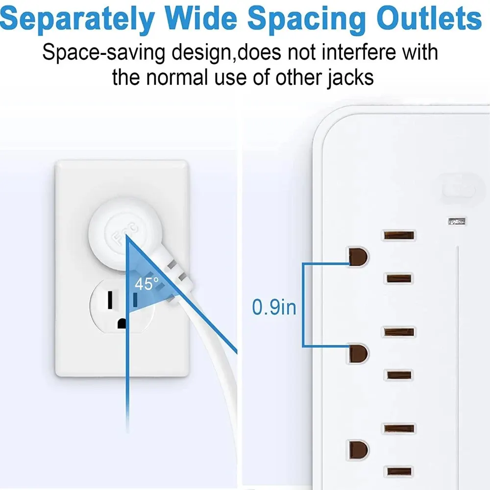 US Plug AC Outlets Power Strip Multitap Socket Extension Cord Electrical With USB Type C Fast Charging Network Filter Adapter