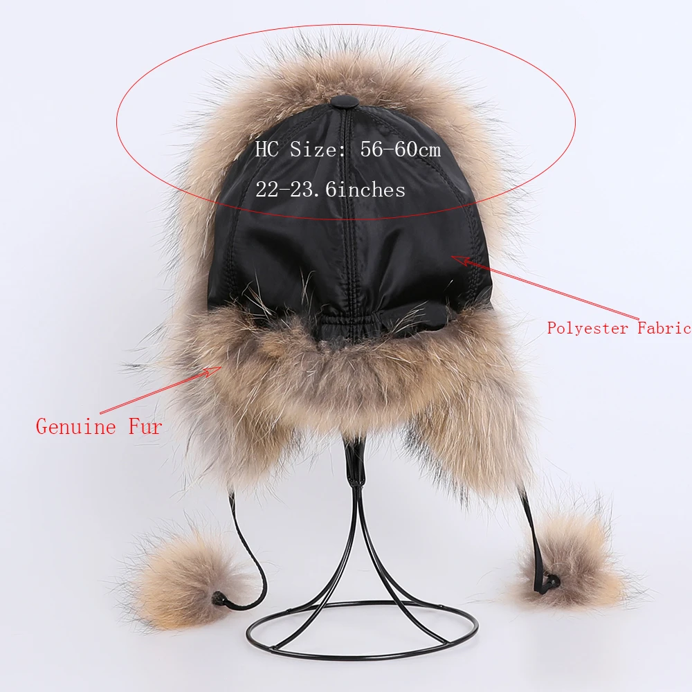 100% vera pelliccia di volpe cappello da donna russo Ushanka Aviator trapper neve sci cappello caps paraorecchie inverno pelliccia di procione