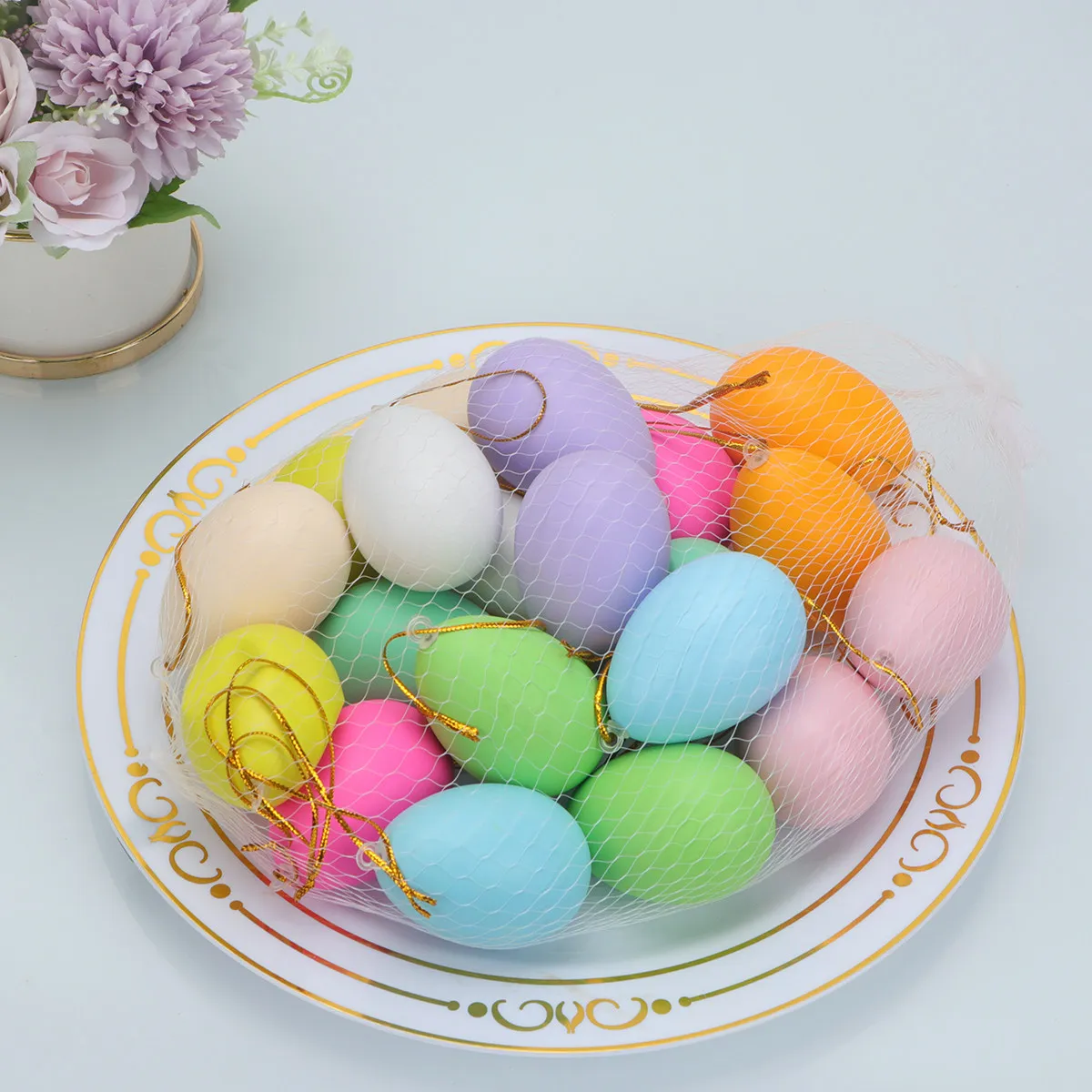 

40Pcs Fake Easter Eggs Premium Plastic DIY Craft Set for Children Art Graffiti Activities Realistic Look Decorative Eggs