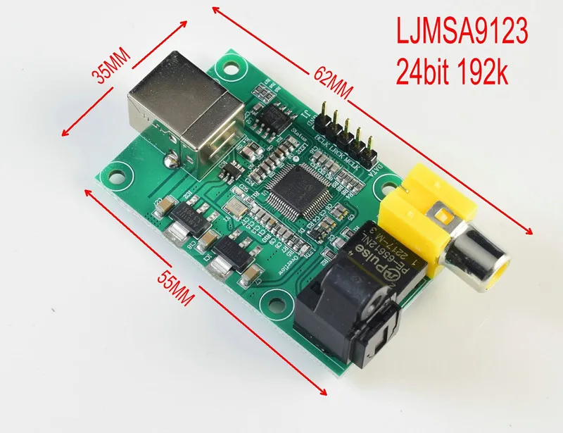 SA9123 USB Audio Streamng Controller Convert To SPDIF Optical Fiber I2S Output 24BIT 192K