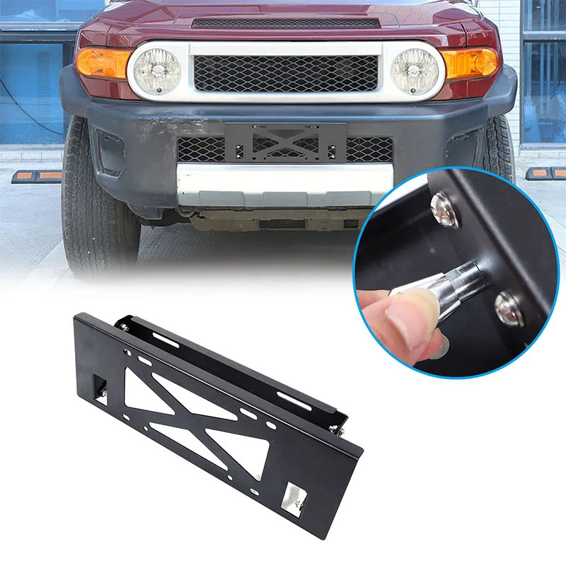 

For Toyota FJ Cruiser 07-21 Car front Rear bumper license plate mounting bracket trunk license plate carbon steel bracket