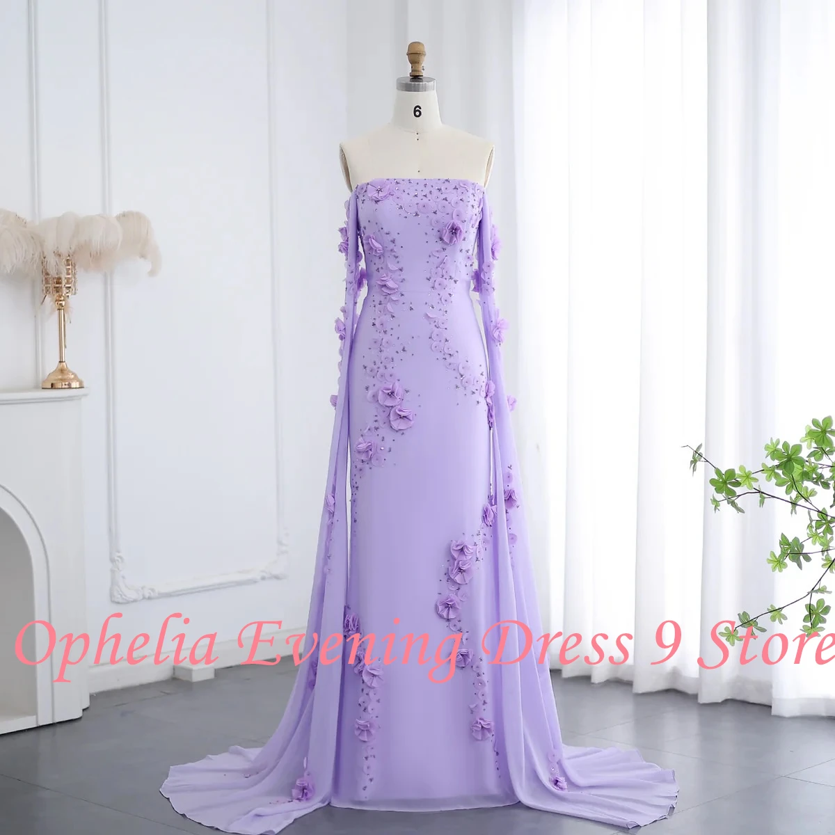 Customized Delicate Strapless Chiffon Appliques Evening Dresses Elegant Straight Floor Length Celebrity Gowns Vestido De Noche