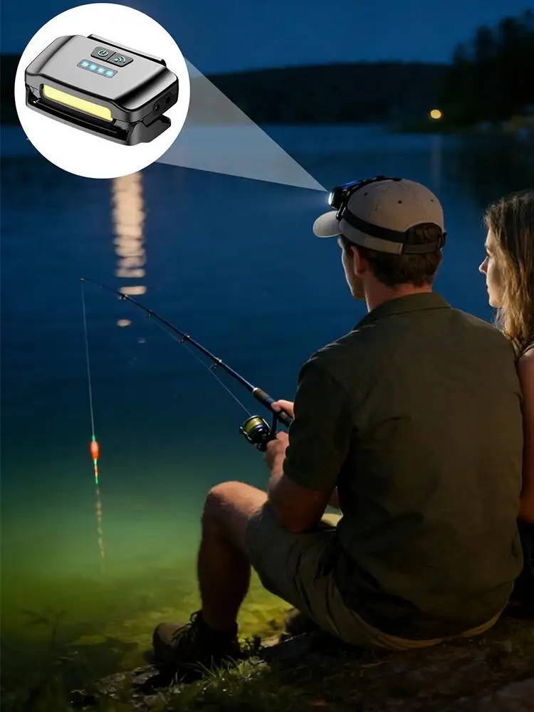 LED Sensor Headlamp Fishing Hat Clip Light High-intensity Ultra-bright Rechargeable Headlamp Camping Waterproof Headlight
