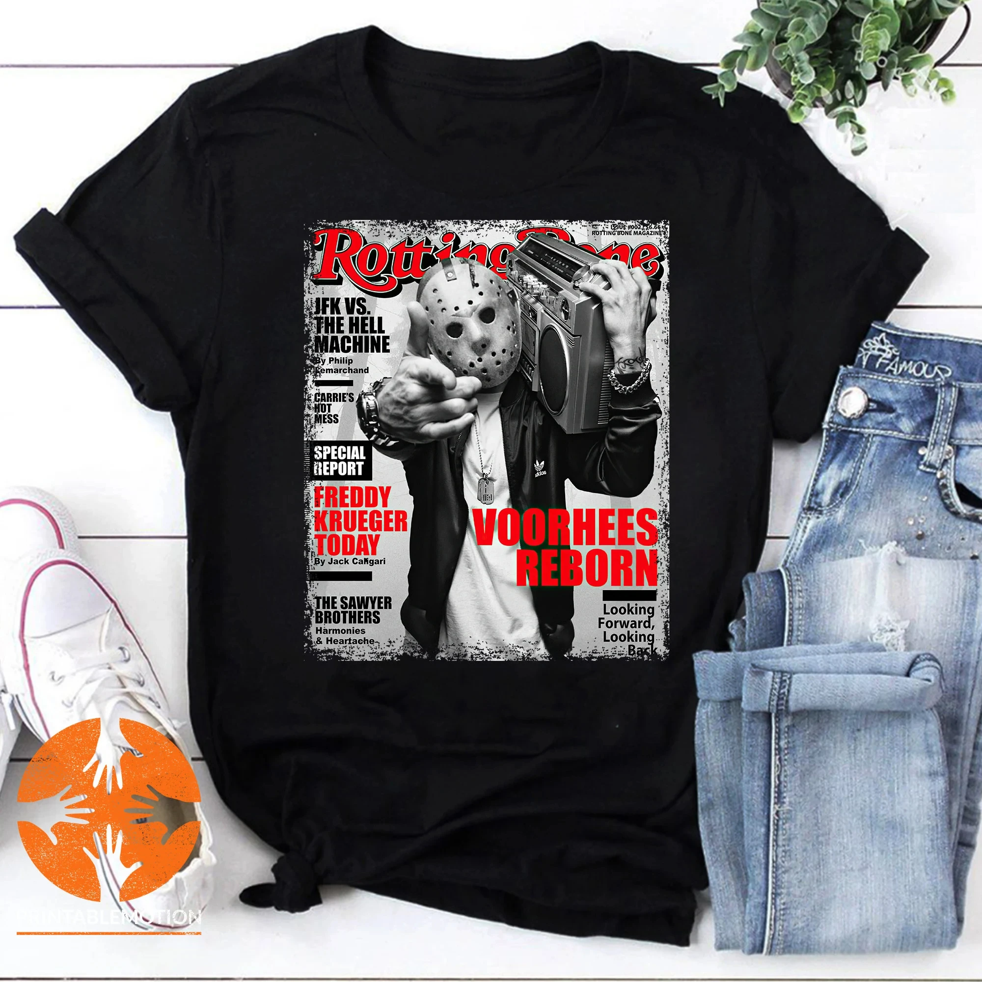 Rotting Bone Issue 002 Voorhees Reborn Halloween Vintage T-Shirt, Jason Voorhees T-Shirt, lustiges Jason Voorhees T-Shirt