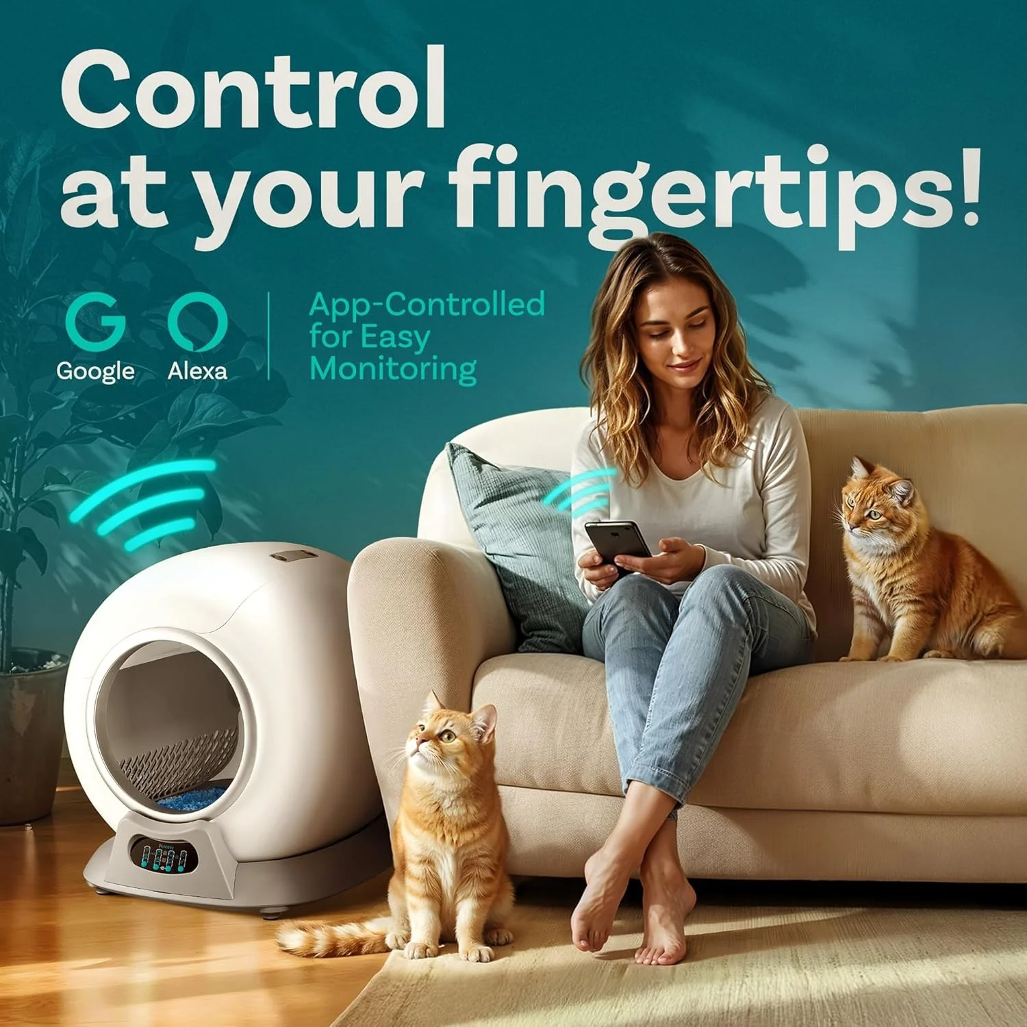 Smart Automatic Self-Cleaning Cat Litter Box Enclosed Hidden Design App Control Auto Cat Toilet Indoor Pet Cat Litter Basin Whol