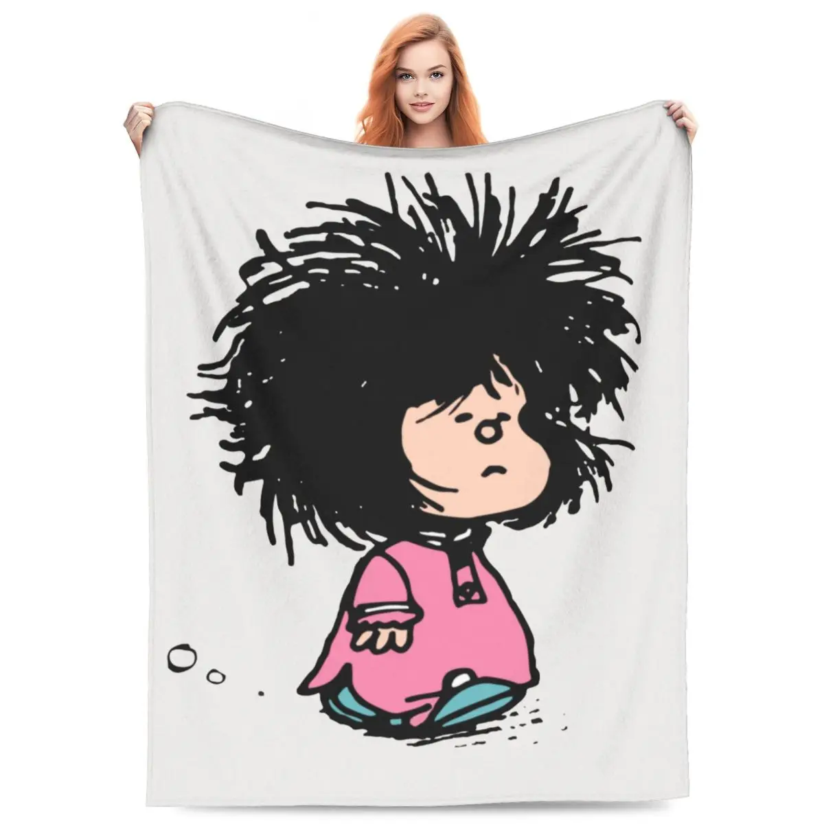 Mafalda With Nightgown Quino Argentina Cartoon Blanket Cover Flannel Super Warm Throw Blankets for Car Sofa Couch Bed Rug