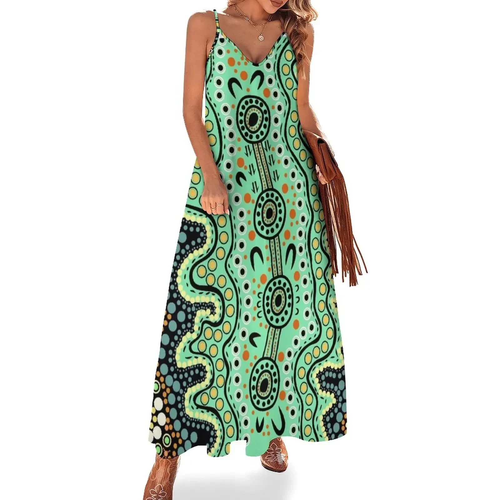 

Yilawura - Wiradjuri word for "a pleasant Place to Camp" Sleeveless Dress summer women's suit evening dress ladies