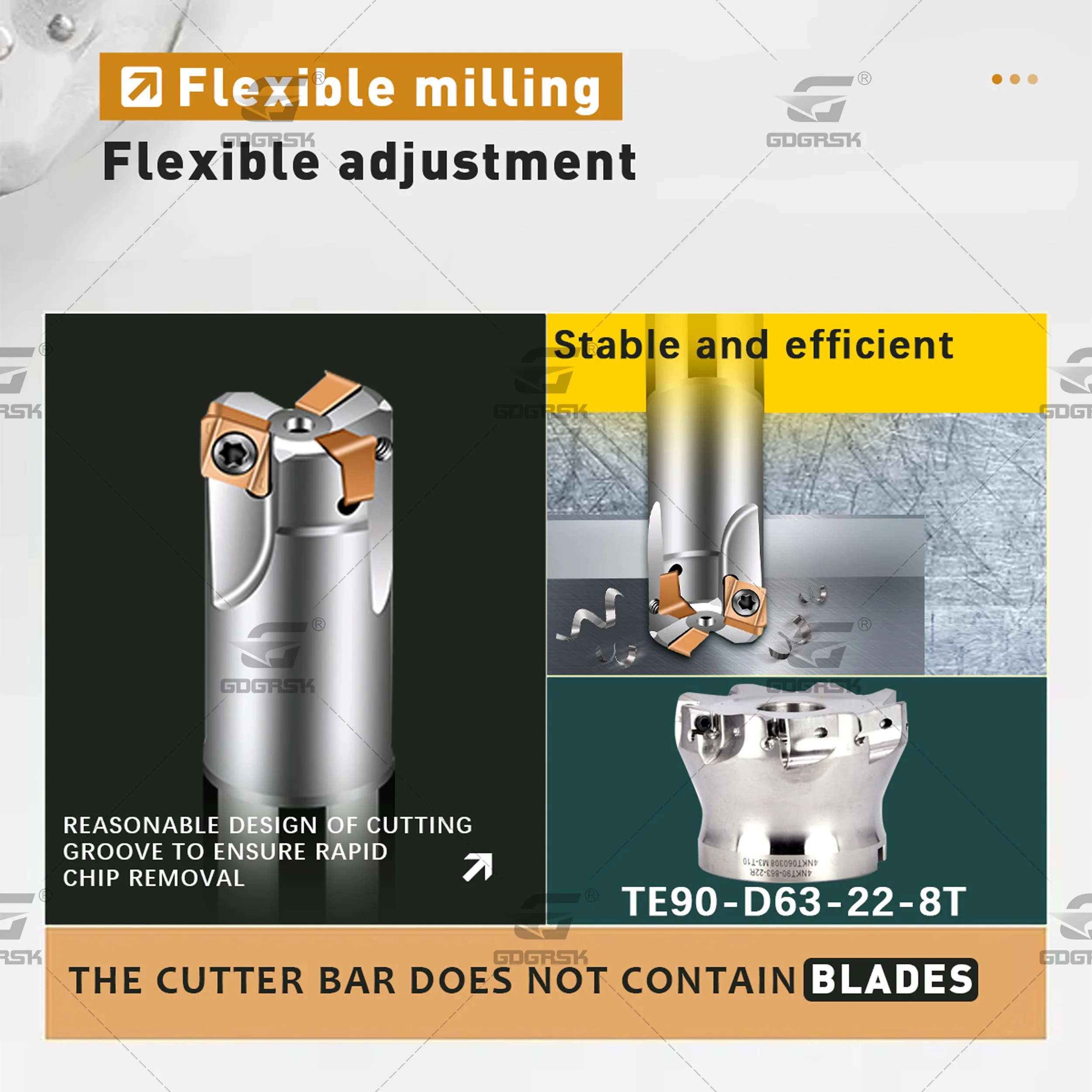 TE90-C16 C20 D16 D20 Fast-feed double-sided milling cutter for 4NKT 060308R Efficient and economical alternative to 300R series