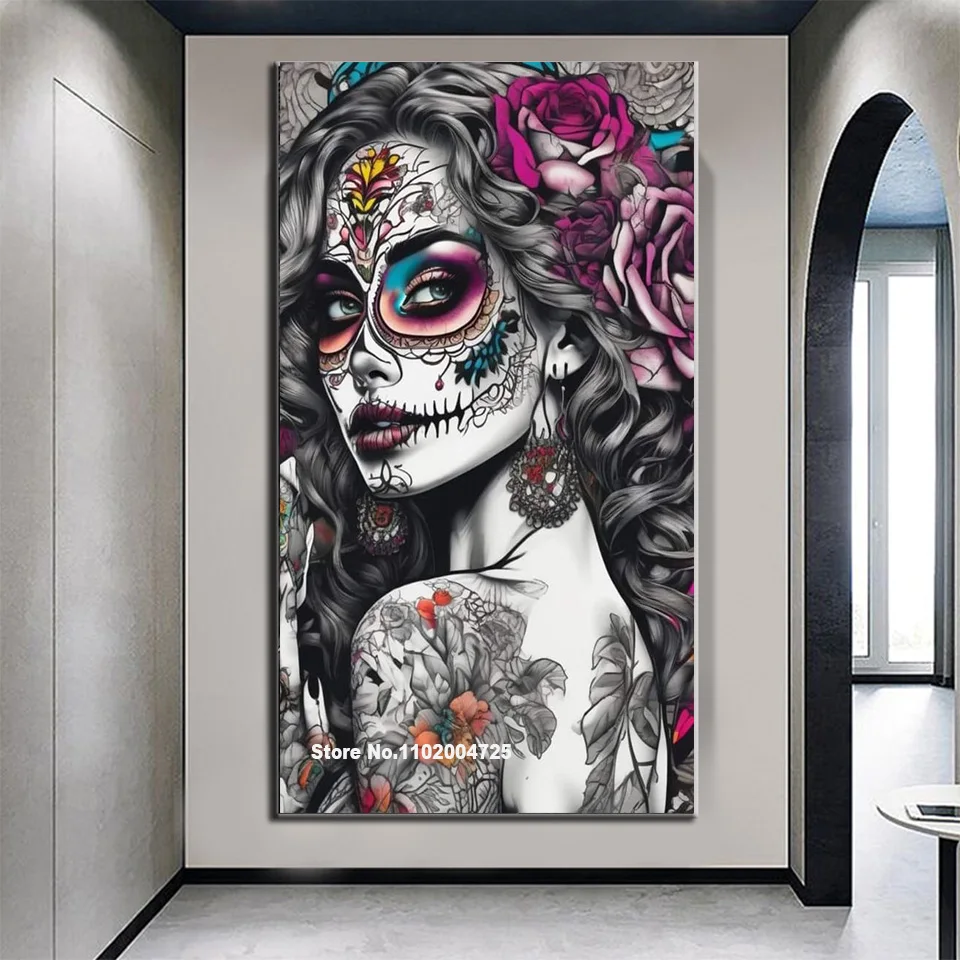 beautiful tattooed woman DIY 5D Diamond Painting New 2024 Full Square Round Diamond Embroidery Crafts Set Halloween Home Decor