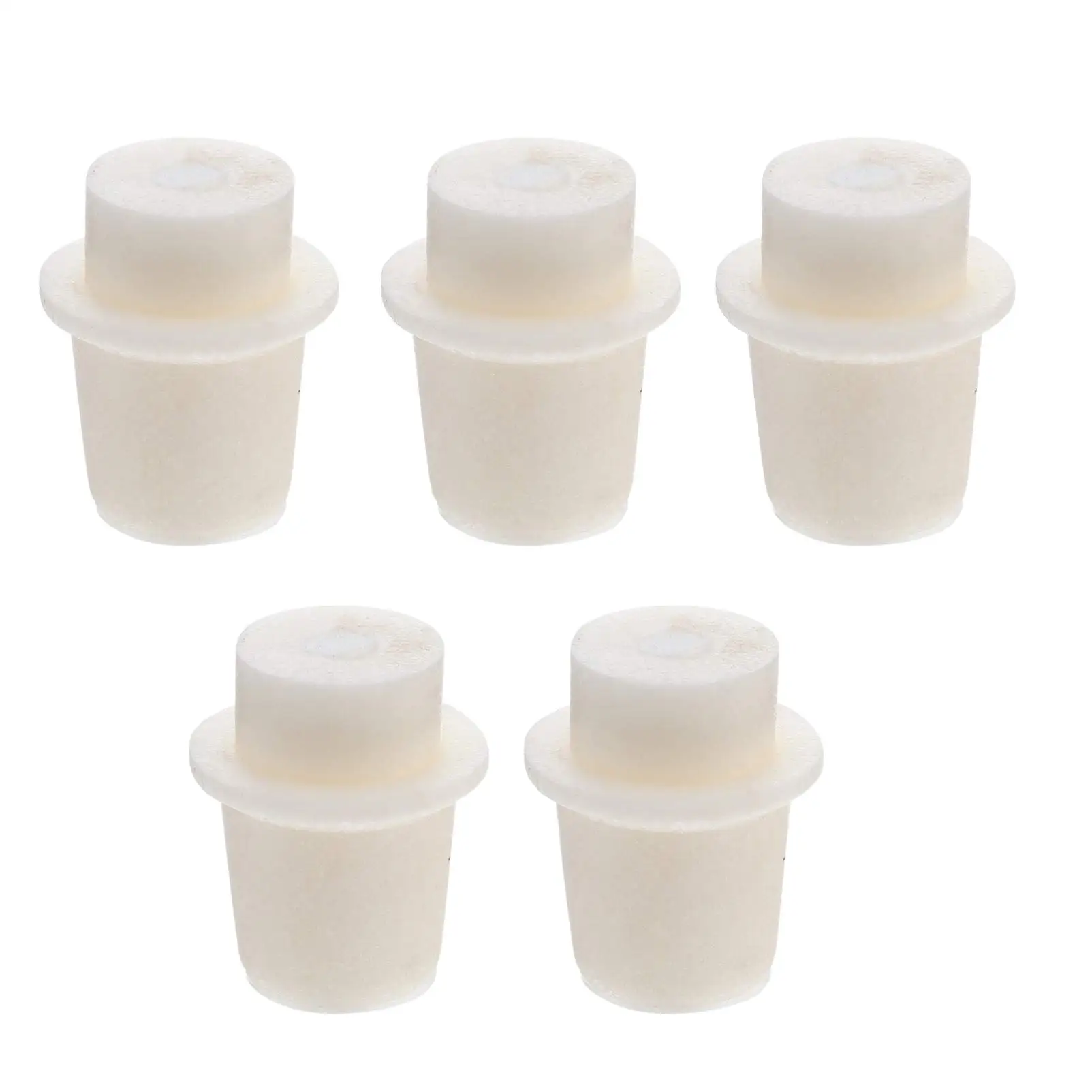 White Solids Rubber Stopper Push-In Sealing Plug Laboratory Rubber Plug Pipe Tank wine bottle Tapered Hole Bung 5Pcs