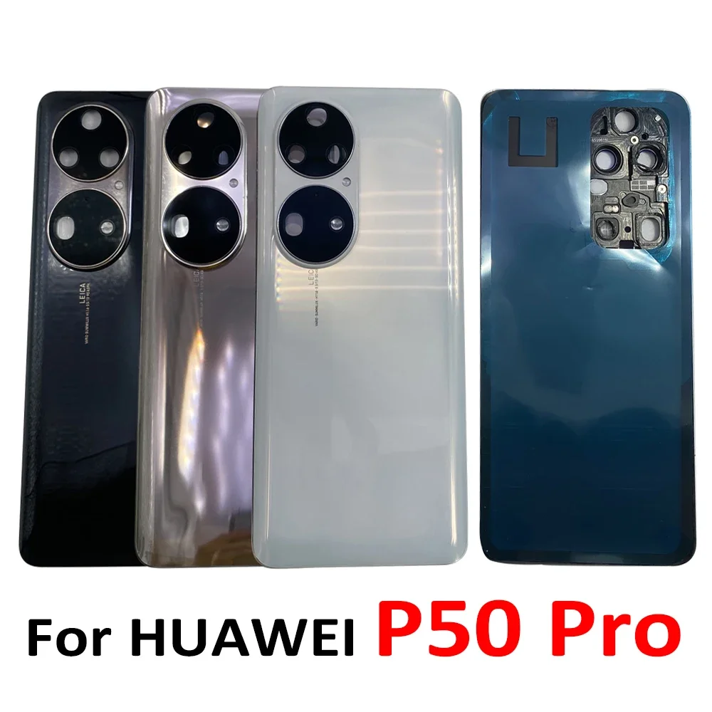 

NEW Back Rear Cover For Huawei P50 Pro Battery Door Housing Battery Back Cover Adhesive with Camera Frame Lens Repair Parts