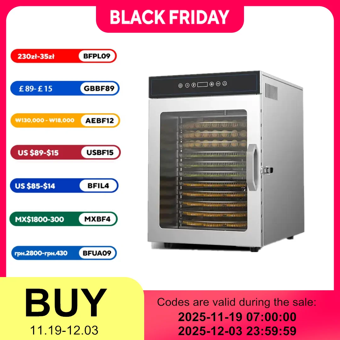 

12 layer Food Dehydrator Food And Fruit Dryer Household Sliver Rotating Vegetable Meat Seafood Scented Tea Medicine Air Dryer