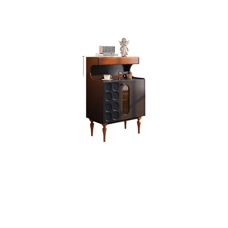 

Living room sofa against the wall side cabinet locker ash wood black tea cabinet
