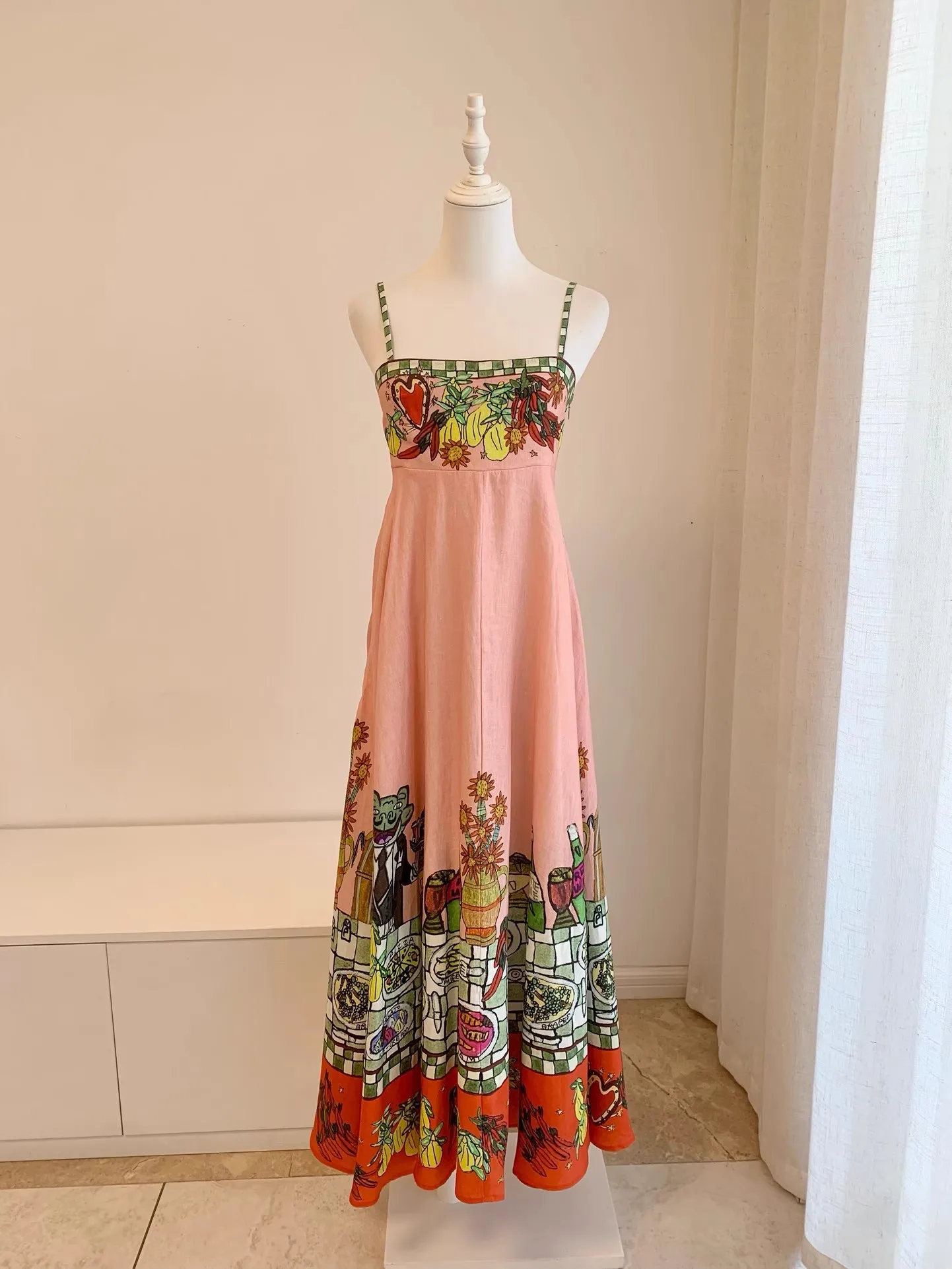 Boheemse dames zomer 2025, off-shoulder lange jurk, hoogwaardige mode, roze bloemenprint, strandvakantie, feestjurk