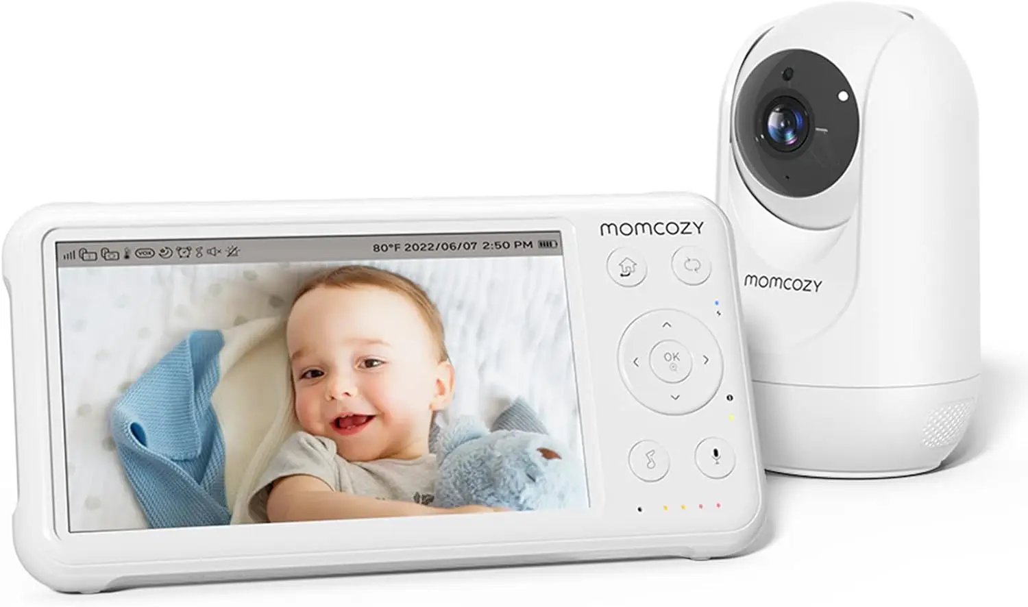 

1080P 5" HD Baby Monitor with Camera, Night Vision, 5000mAh Battery, 2-Way Audio & Temperature Sensor