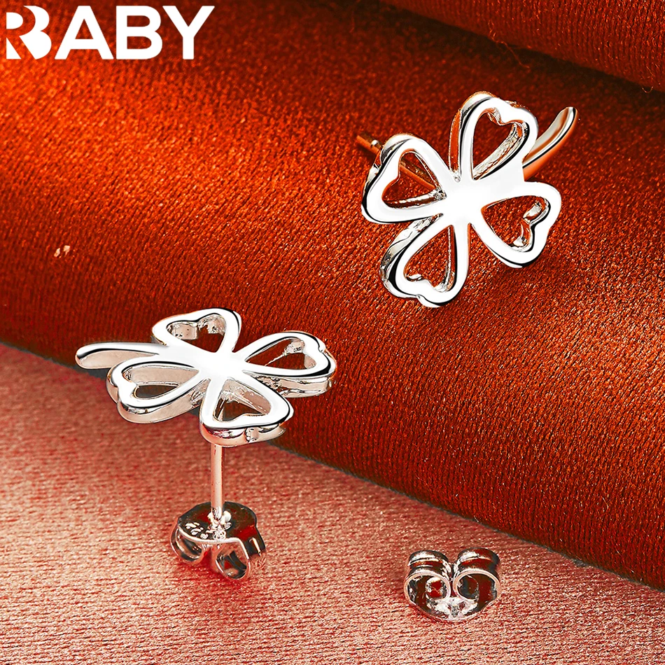 

URBABY 925 Sterling Silver Hollow Four Leaf Clover For Women Fashion Classic Jewelry Charm Party Wedding Accessories