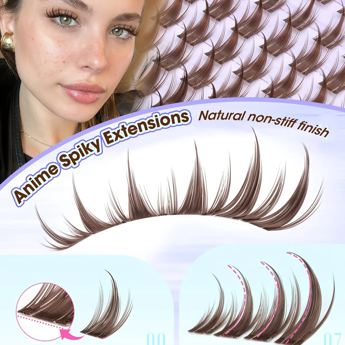 140 Clusters DIY Segmented Brown False Eyelash 8-16mm Multi Length Mixed Pack Natural Thick Curling Newcomer Single Cluster Graf