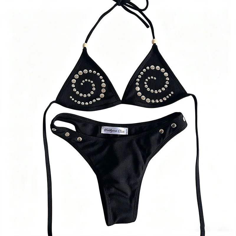 Gothic Fashion Willow Nail Printed Bikini Retro 2000s Sexy Hot Girl Casual Emotional Rock Girl Dress up Punk Style Aesthetic