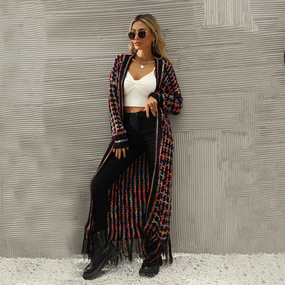 2026 Winter New Large Size Fringe Long Cardigan Coat Sweater Knitted Cardigan Women Korean Fashion Streetwear Cardigan view 4