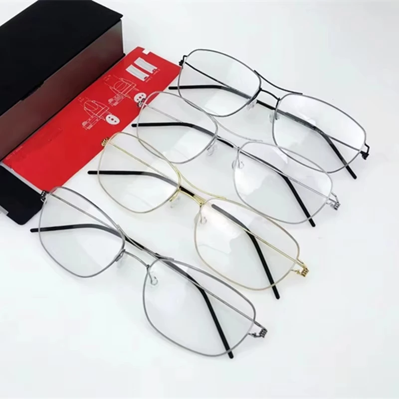 

Denmark Brand Fashion Pilot Men Square Glasses Frame Screwless Ultralight Titanium L Framk Thin Rim Eyeglasses Women Eyewear