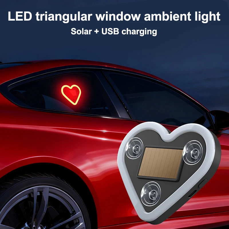 سيارة LED نافذة الديكور القلب ضوء النيون شفط كأس ثابت مضيئة القلب الشمسية المحيطة ضوء النيون أضواء السيارة اكسسوارات 1 قطعة