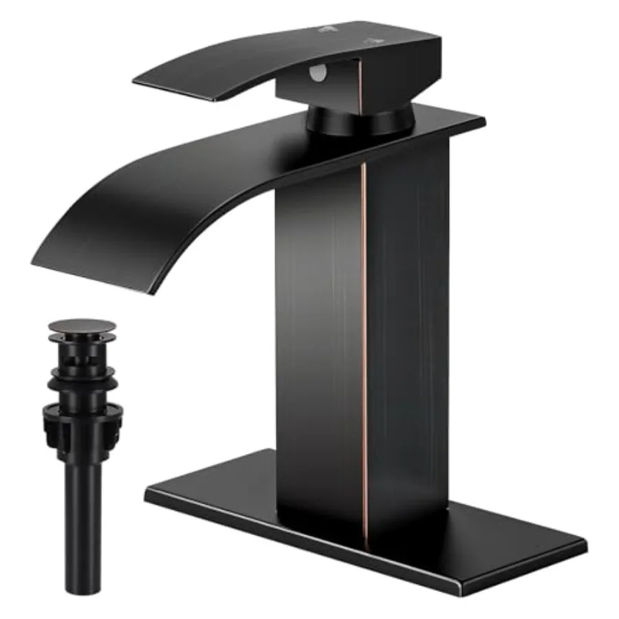 

ORB Bathroom Faucets Waterfall Bathroom Sink Faucet Single Handle Bathroom Faucet for 1 or 3 Hole Mixer Tap Vanity Faucet with