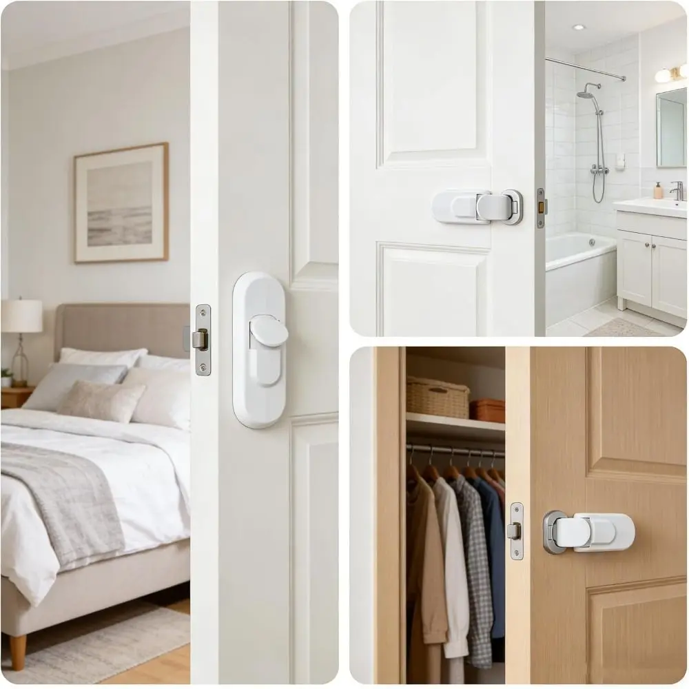 No Tools Required Door Lock Simple Install No Adhesives Required Snap-On Door Lock Snap-On Design Door Handle Lock