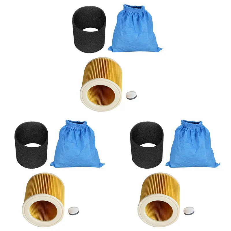 BAAM-3X текстильные фильтрующие мешки для влажной и сухой пены, HEPA-фильтр для пылесоса Karcher MV1 WD1 WD2 WD3