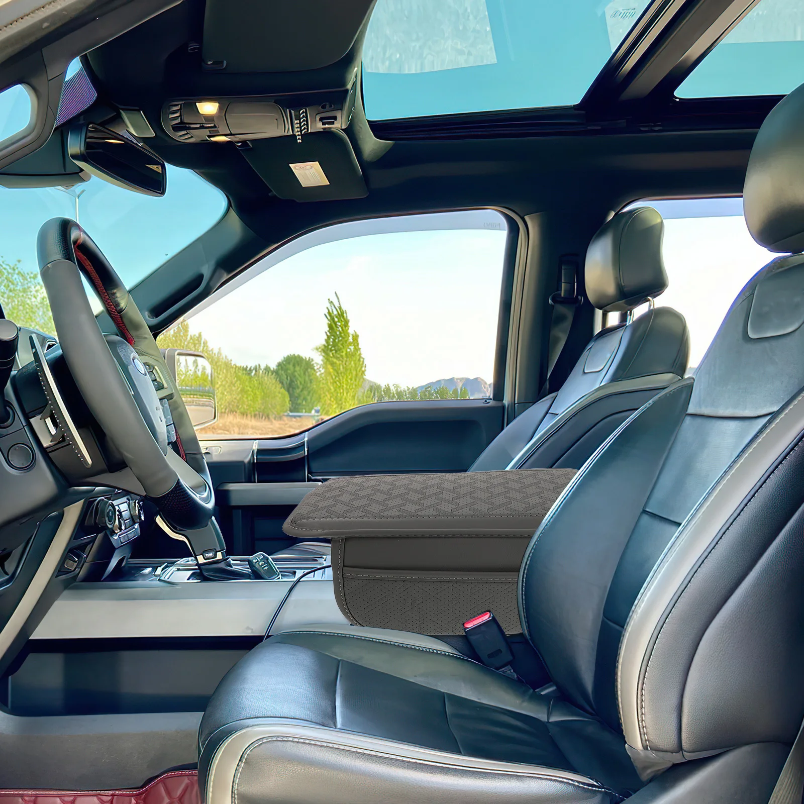 

Universal Center Console Armrest Cushion Car Armrest Box Cover Elevated PU Soft Pad Car Interior Organizer Storage