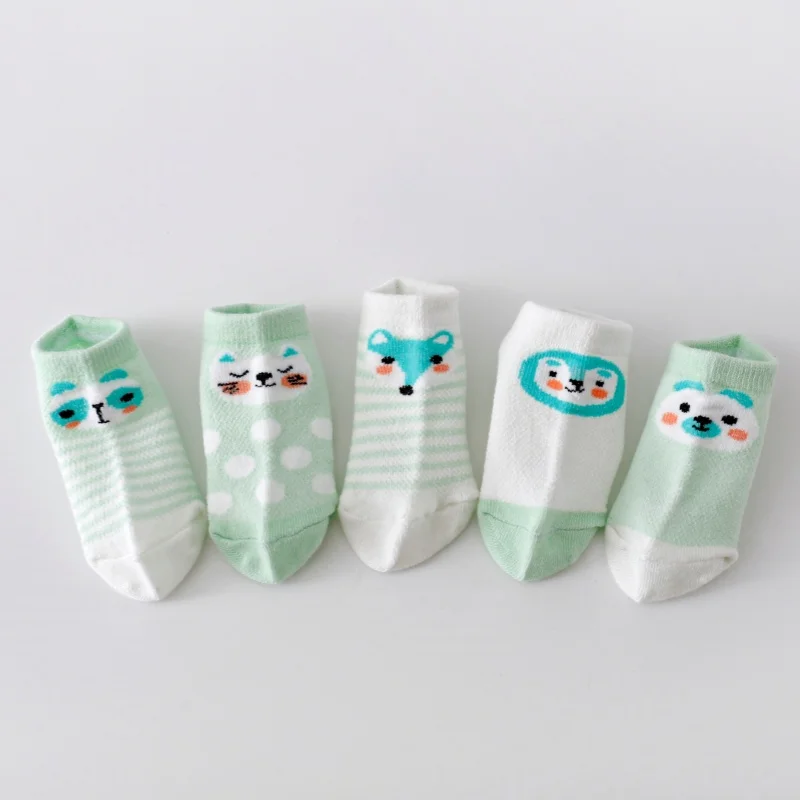 5 paia/lotto calzini per neonati per ragazze ragazzi estate maglia sottile calzini per bambini cotone stampa casual neonato bambino calzino 0-24 mesi