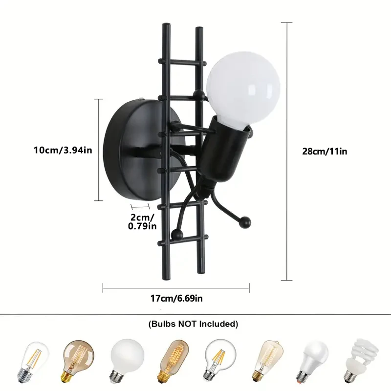 Modern Creative Climbing Man Wall Sconce Industrial Decor Wall Lamp Compatible with Bedroom Hallway Kid room Interior Lighting