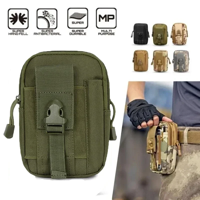 Outdoor Molle Tactical Waist Pouch 1000D Nylon Fanny Pack Bag Men for Sport Running Belt Mobile Phone Bag Case Hunting Tool Bag