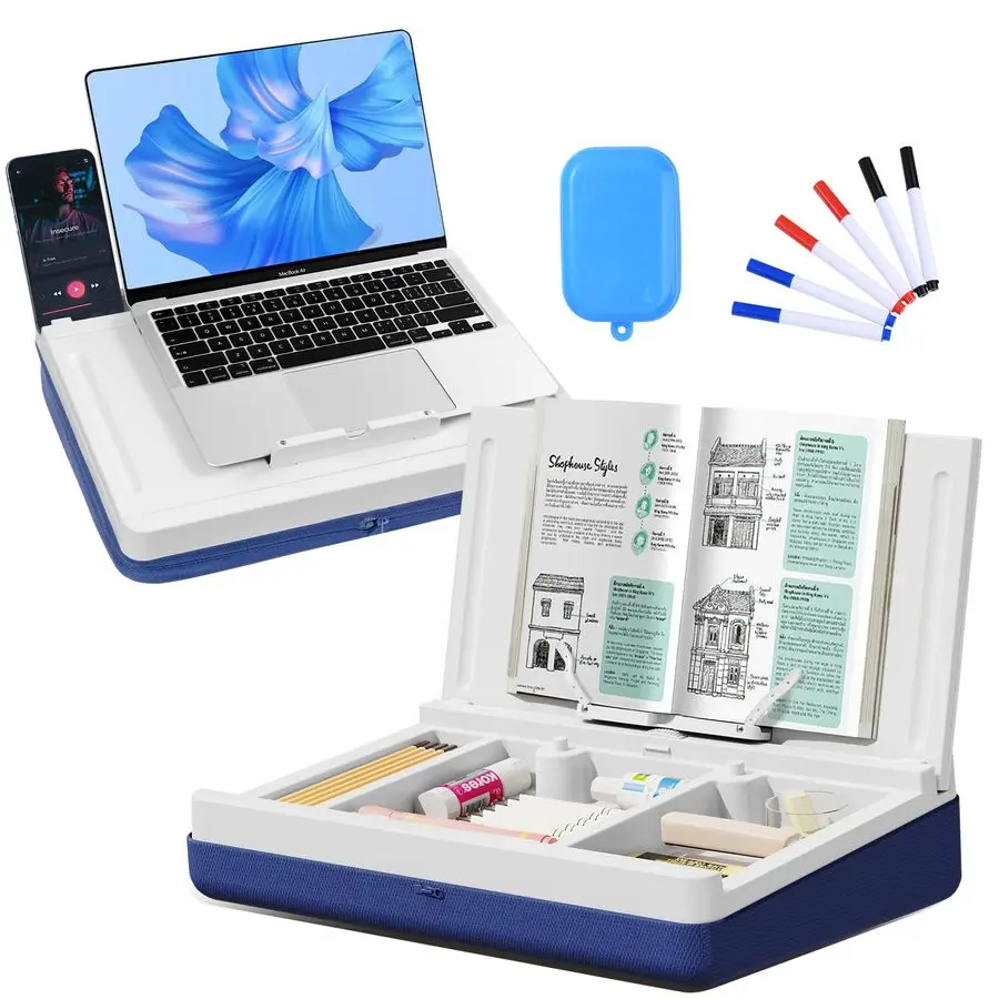 

Desk with Storage Cushion Washable Portable Writing Lap Desk for Laptop with iPad Slot Magnetic WhiteBoard for Home Office Couch