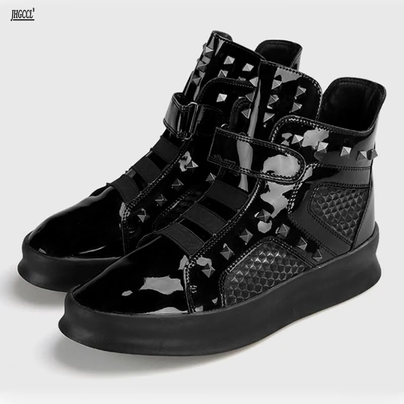 

New sporty sneakers, hip-hop style men's shoes, Korean trendy shoes, British rivet high-top shoes, street dance sneakers 7