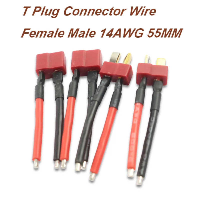 T Plug Connector Wire Female/Male 14AWG 55MM Extention Cable for RC Lipo Battery Cable Drone Car Boat Battery Connector