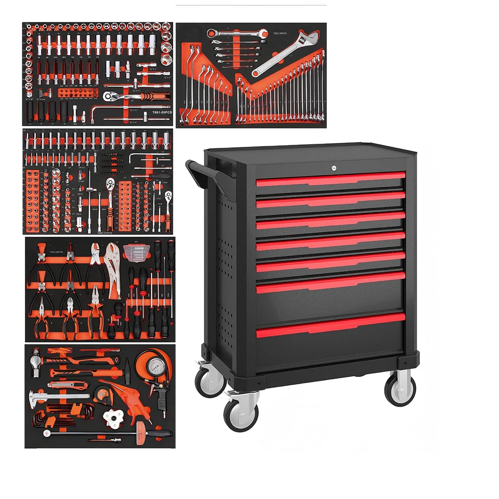 Customized Heavy Duty Rolling Tool Cart With Multi-Drawer Storage System With Tools Industrial Rolling Tool Cabinet
